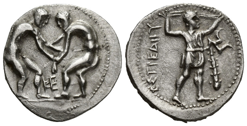 PAMPHYLIA. Aspendos. Stater (Circa 420-370 BC). (24.6mm, 10.2 g) Obv: Two wrestl...