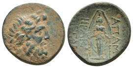 PHRYGIA, Apameia. Circa 88-40 BC. Æ (21mm, 6.6 g). Heraklei–, eglogistes. Laureate head of Zeus right / Facing statue of Artemis Anaïtis.