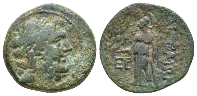 CILICIA. Aigeai. Ae (20mm, 7 g) (2nd-1st centuries BC). Obv: Laureate head of Ze...