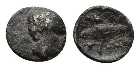 IONIA, Magnesia ad Maeandrum. Themistokles. Circa 465-459 BC. AR Tetartemorion 6.1mm., 0,1g. Male head right / Barley grain between two maeander patte...