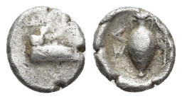 ISLANDS OFF IONIA, Samos. Circa 444/3-440/39 BC. (Silver, 8.5 mm, 0.3 g). Prow of Samian galley right. Rev. ΣΑ Amphora; to right, olive branch