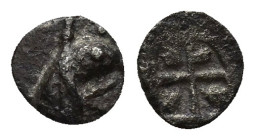 IONIA, Teos. Circa 460-420 BC. AR Tetartemorion (0.1 g 6.6mm). Griffin’s head right / Quadripartite incuse square.