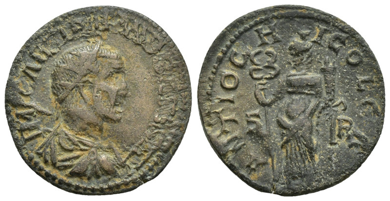 PISIDIA, Antioch. Trajan Decius. 249-251 AD. Æ (25mm, 6.4 g). Radiate, draped an...