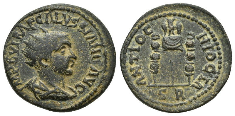 PISIDIA, Antioch. Volusian. 251-253 AD. Æ (23mm, 7.4 g). Radiate, draped and cui...