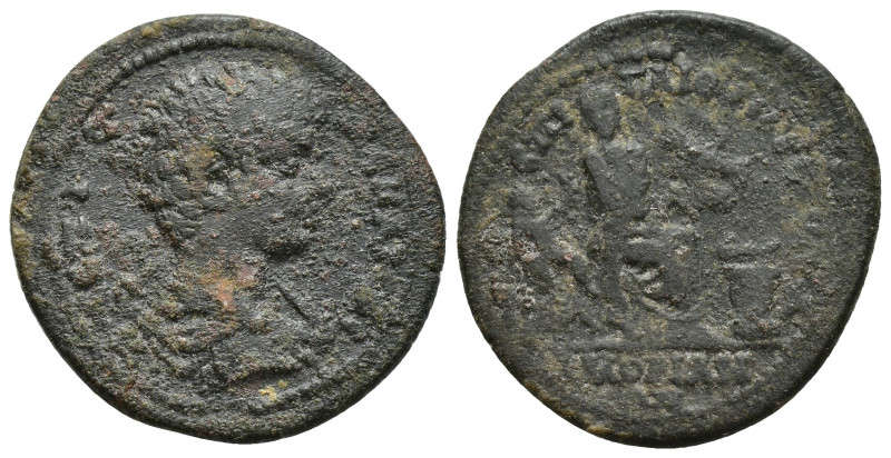 Phrygia, Amorium. Geta. As Caesar, A.D. 198-209. Æ (26 mm, 8.74 g, 1 h). Bare-he...