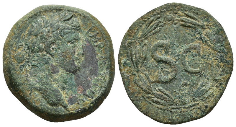 SYRIA, Antioch. Nero, 54-68 AD. Æ (28mm, 14 g). Laureate head / S C in wreath.