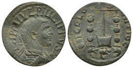 PISIDIA, Antiochia .Philip I, 244-249 AD. Ae (24mm, 8.2 g) MP M IVL PHILIPPVS A Radiate, draped and cuirassed bust of Philip to right ANTIO-CHI C/OLON...