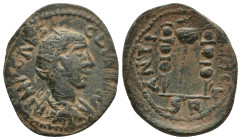 PISIDIA, Antiochia. Claudius II, 268-270 AD. Æ (23mm, 8 g). Radiate draped bust / Two standards with vexillum.