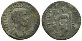 Pisidia, Antiochia. Trajan Decius; 249-251 AD, AE (24mm, 6.8 g). Obv: IMP CAES G MESS Q DECIO TRAI AV Radiate, cuirassed bust r., seen from front, fol...