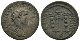 PISIDIA, Antioch AE26 (Bronze, 26mm, 10.2 g), Philip I (244-249) Obverse: IMP M IVL FILIPPVS (sic!) A; radiate, draped and cuirassed bust of Philip I,...