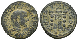 PISIDIA, Antiochia .Philip I, 244-249 AD. Ae (24mm, 7.1 g) MP M IVL PHILIPPVS A Radiate, draped and cuirassed bust of Philip to right
ANTIO-CHI C/OLON...