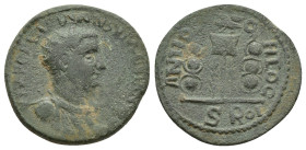 PISIDIA, Antiochia. Valerian, AE (21mm, 5.3 g) 253-260 AD. IMP C P LICINNIVS VALERIANVS O AV, radiate, draped and cuirassed bust right, seen from the ...