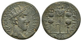 PISIDIA. Antiochia. Gallienus (253-268). Ae. (21mm, 5.1 g) Obv: INP CAISAR GALIHNVS. Radiate head right. Rev: ANTIOCH CL SR. Vexillum between two sign...