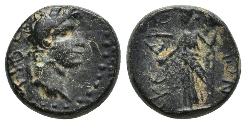 CILICIA, Syedra. Tiberius. 14-37 AD. Æ (15mm, 4.3 g). Laureate head right / Godd...