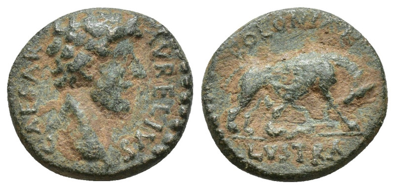 Lycaonia, Lystra. Marcus Aurelius. As Caesar, A.D. 138-161. (15mm, 2.4 g). CAESA...