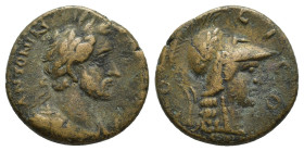 LYCAONIA. Iconium. Antoninus Pius (138-161). Ae. (16mm, 3.9 g) Obv: ANTONINVS PIVS AVG. Laureate, draped and cuirassed bust of Antoninus Pius right. R...