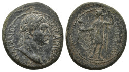 PAMPHYLIA. Side. Trajan, 98-117. Diassarion (Bronze, 22mm, 11.8 g). ΚΑΙϹΑΡ ΝΕΡΟΥΑϹ ΤΡΑΙΑΝΟϹ Laureate head of Trajan to right. Rev. ϹΙΔΗΤⲰΝ Apollo Side...