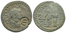 PAMPHYLIA, Side. Gallienus. AD 253-268. Æ 11 Assaria (28mm, 12.4 g). Laureate, draped and cuirassed bust right c/m: E within circular incuse / CIΔHTΩN...