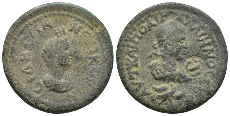 PAMPHYLIA, Side. Gallienus. AD 253-268. Æ 11 Assaria (31mm, 15.6 g). Turreted an...