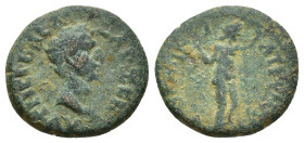 MYSIA, Apollonia ad Rhyndacum. Nerva. AD 96-98. Æ (16mm, 3.7 g). Laureate head right / Apollo, nude, standing right, holding arrow and resting elbow o...