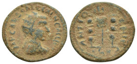 PISIDIA, Antiochia. Gallienus. AD 253-268. Æ (22mm, 5 g). Radiate, draped, and cuirassed bust right / Vexillum surmounted by eagle; to either side, si...