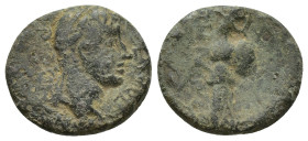 PAMPHYLIA, Side. Tiberius. AD 14-37. Æ (16mm, 3.9 g). Laureate head right / Athena advancing right, holding spear and shield; pomegranate to upper lef...