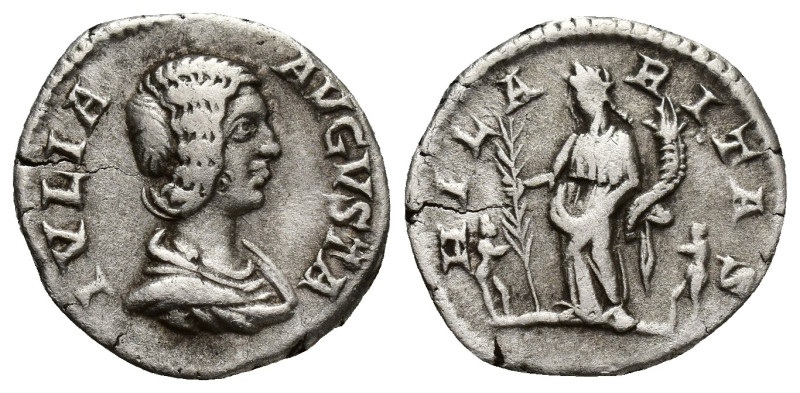 JULIA DOMNA (Augusta, 193-217). Limes Denarius. (18mm, 2.7 g) Obv: IVLIA AVGVSTA...