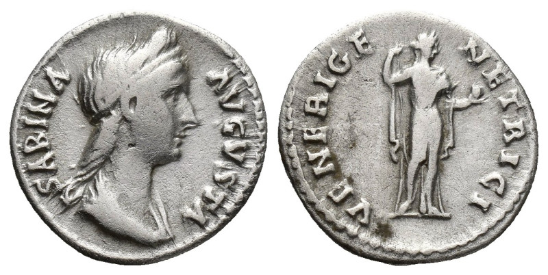 Sabina, wife of Hadrian (AD 128-136). Silver denarius (17mm, 3.6 g). SABINA — AV...