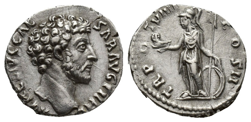 Marcus Aurelius, as Caesar, 139-161. Denarius (Silver, 17mm, 3.1 g), Rome, 154-1...