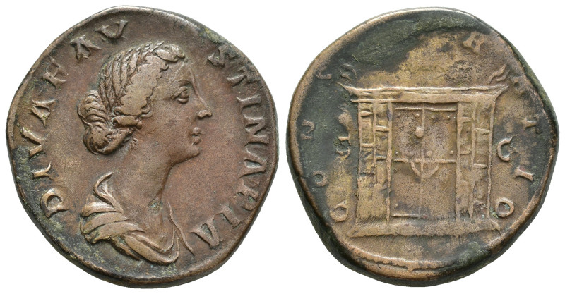 DIVA FAUSTINA I (Died 140/1). Sestertius. (33mm, 19.3 g) Rome. Obv: DIVA FAVSTIN...