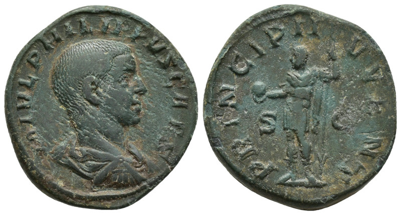 Philip II, as Caesar (AD 244-247). Æ sestertius (28mm, 18.5 g). Rome, AD 244-246...