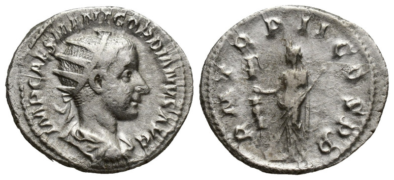 Gordian III - Fides Militum Antoninianus. 239 AD. Rome mint. (20mm, 4.6 g) Obv: ...