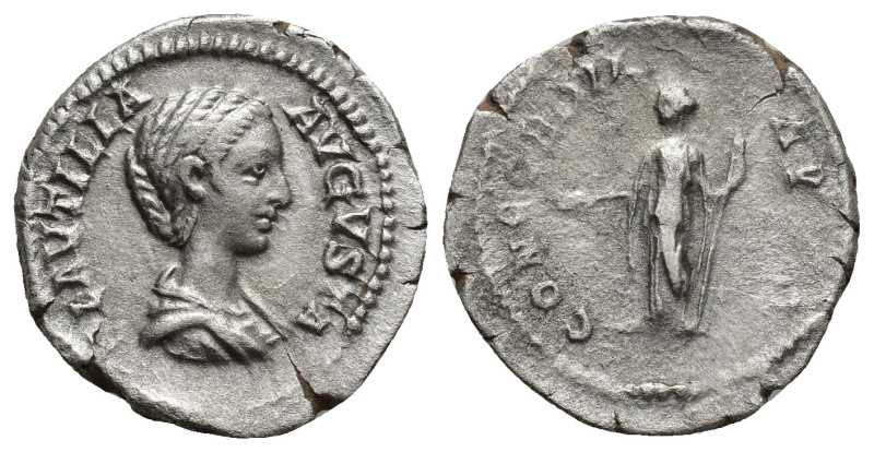 Plautilla (wife of Caracalla) AR Denarius. (18mm, 3.1 g) Rome, AD 202. PLAVTILLA...