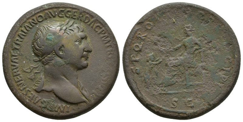 Trajan (AD 98-117) Sestertius (34mm, 24.6 g), AD 103-111, laureate bust right, w...