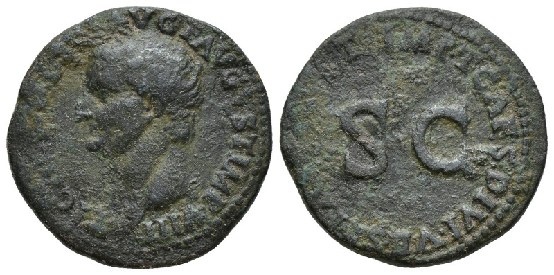 Tiberius Æ As. (25mm, 10.5 g) Restitution issue struck under Titus. Rome, AD 79-...