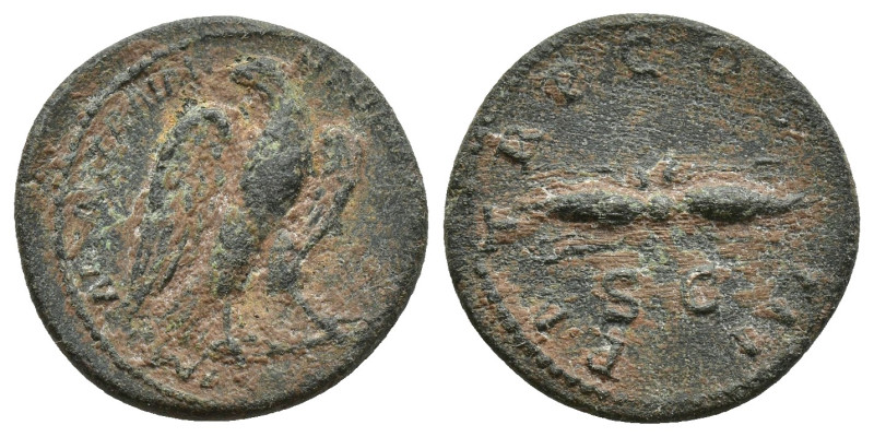 Hadrian Æ Quadrans. (18mm, 3.5 g) Rome, AD 121-122. IMP CAESAR TRAIAN HADRIANVS ...