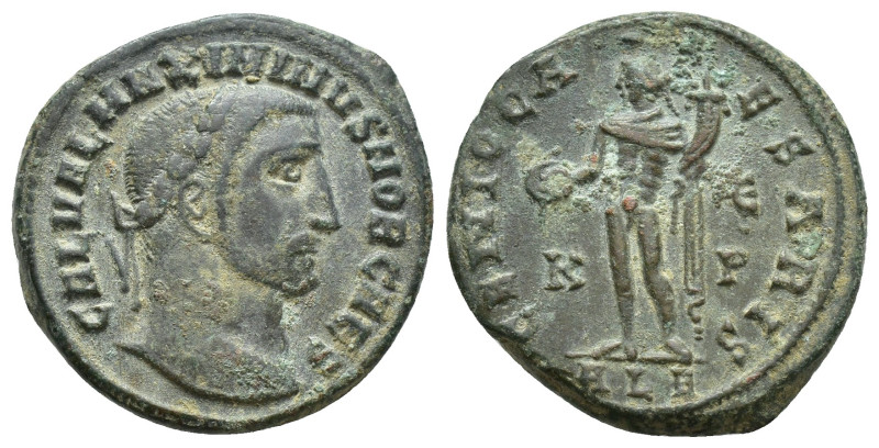 Maximinus II, as Caesar, Silvered Æ Nummus. (23mm, 6.4 g) Alexandria, AD 308-310...