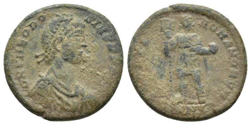 Theodosius I. AD 379-395. Æ (21mm, 5.8 g). Uncertain mint. Struck AD 392-395. Pe...