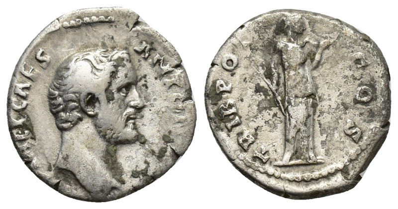 Antoninus Pius, as Caesar, AR Denarius. (17mm, 3.3g )Rome, AD 138. IMP T AEL CAE...