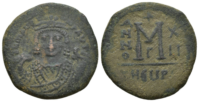 Mauricius Tiberius (582-602) AE Follis, (29mm, 11.3 g) Theoupolis (Antiochia), 5...