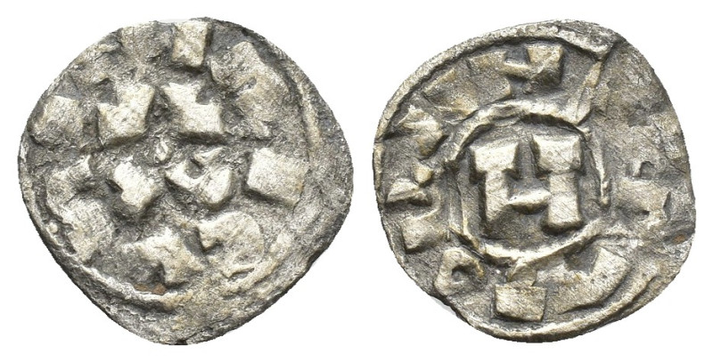 Middle age Italy. Lucca. Henry II AD 1004-1024. Denier BI 0.9g 15.6mm