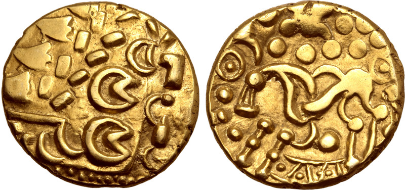 Britannia, the Corieltauvi AV Stater. North East Coast series. Circa 60-50 BC. W...