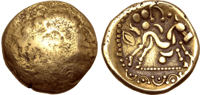 Northeast Gaul, the Ambiani AV Stater. Gallic War uniface type. Circa 56-55 BC. ...