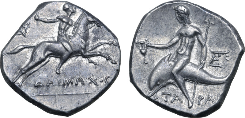 Calabria, Tarentum AR Nomos. Circa 240-228 BC. Erak-, Daimachos, and Andre-, mag...