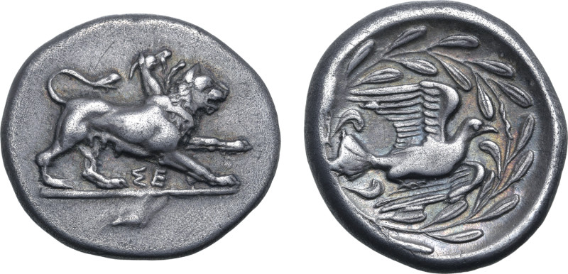 Sikyonia, Sikyon AR Stater. Circa 431-400 BC. Chimaera advancing to right, right...