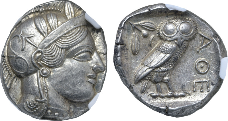 Attica, Athens AR Tetradrachm. Circa 454-404 BC. Head of Athena to right, wearin...