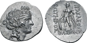 Islands off Thrace, Thasos AR Tetradrachm. 'Imitative' series. Circa 148-80 BC. Head of Dionysos to right, wearing ivy wreath / Herakles standing to l...