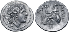 Kings of Thrace, Lysimachos AR Tetradrachm. Lysimacheia, circa 305-281 BC. Diademed head of the deified Alexander to right, with horn of Ammon / Athen...