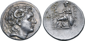 Kings of Thrace, Lysimachos AR Tetradrachm. Magnesia ad Maeandrum, circa 297-281 BC. Diademed head of the deified Alexander to right, with horn of Amm...