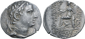 Kings of Thrace, Mostis AR Tetradrachm. Circa 125 BC. Diademed and draped bust to right / Athena Nikephoros seated to left, left arm resting on shield...